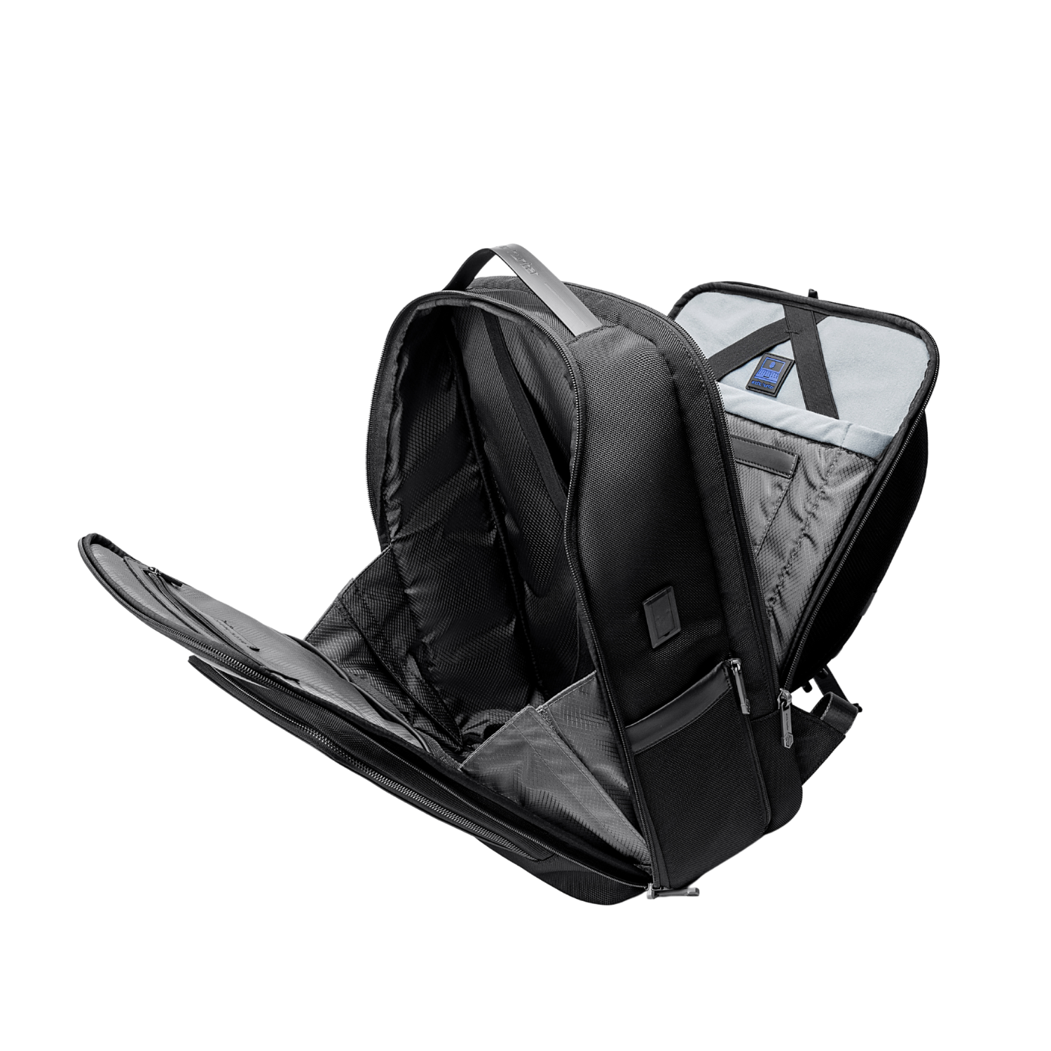 Innenansicht des Arctic Hunter Travel Chic mit separat geöffnetem Laptopfach und großem Hauptfach für optimale Organisation.