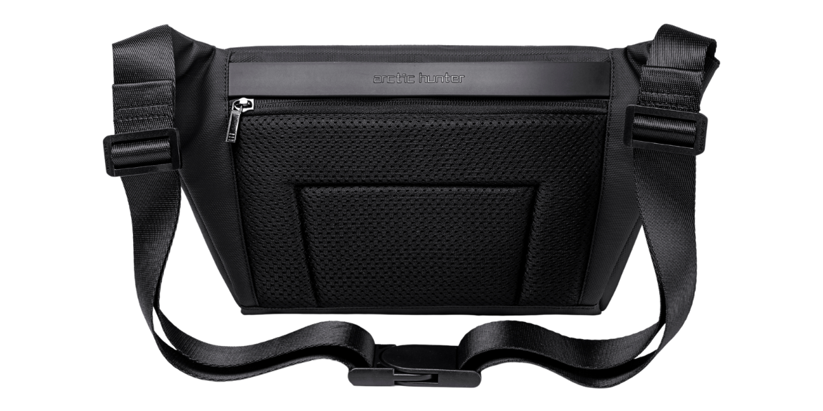 Rückansicht der Crossbody Whizy mit Diebstahlschutzfach nahe am Körper – sicher und zuverlässig