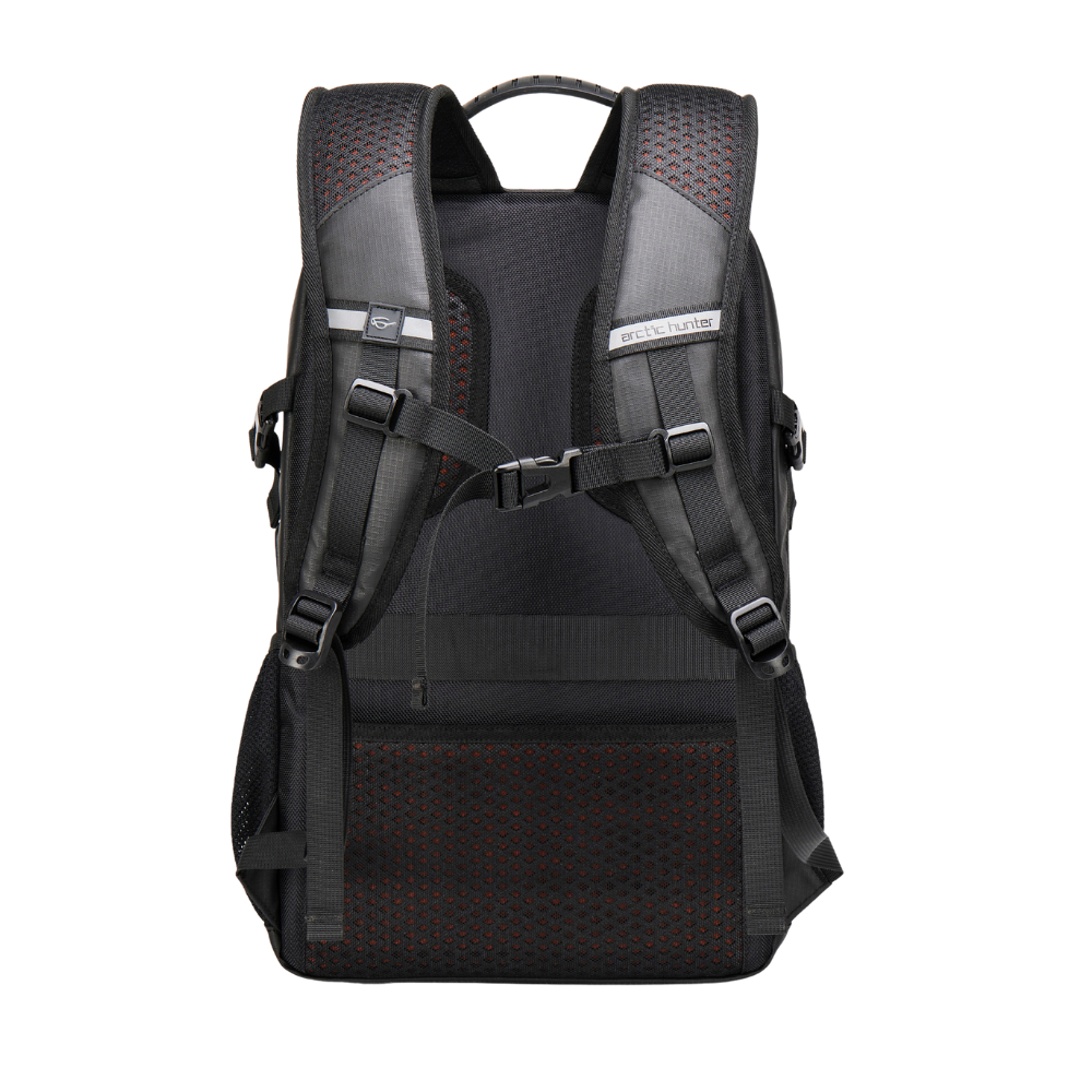 Dynamic Duo Rucksack Arctic Hunter – Rückansicht in Schwarz, minimalistisch und hochwertig.