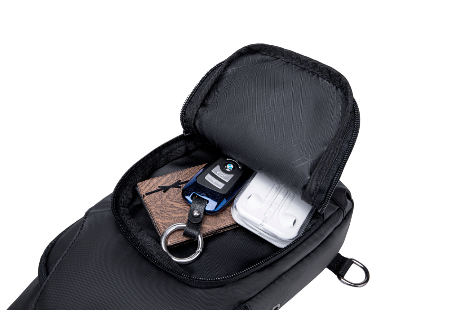 Geräumiges Hauptfach der Arctic Hunter Solid Crossbody-Tasche – genug Platz für Essentials