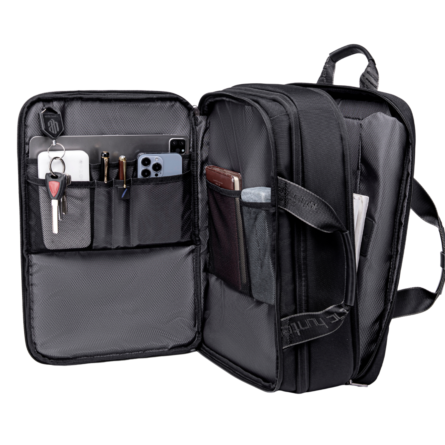 Expandable Explorer Rucksack – Organizer-Fächer für Schlüssel, Smartphone, Stifte und Zubehör.