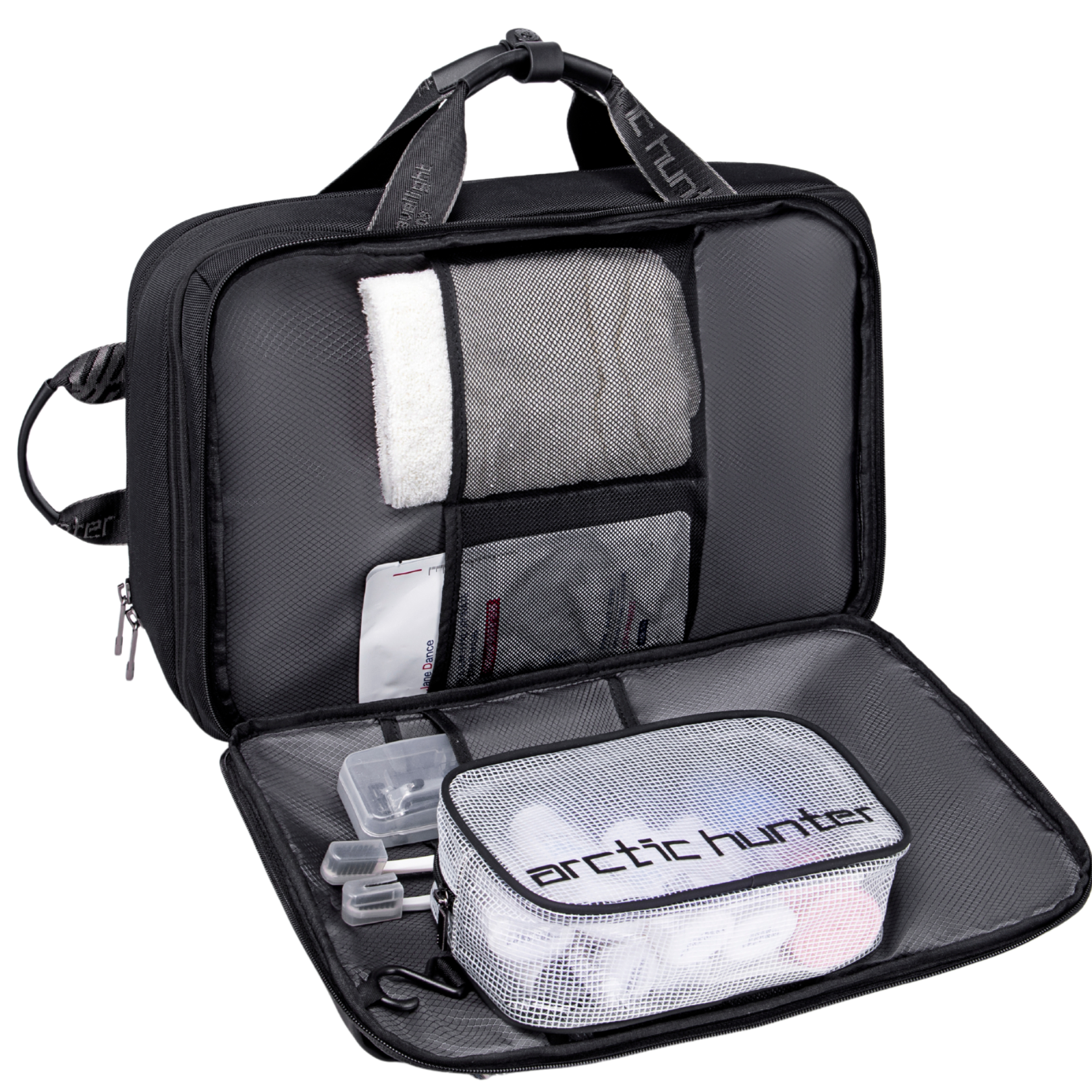 Expandable Explorer Rucksack – integriertes Kulturbeutel-Fach und Netzfächer für perfekte Reiseorganisation.