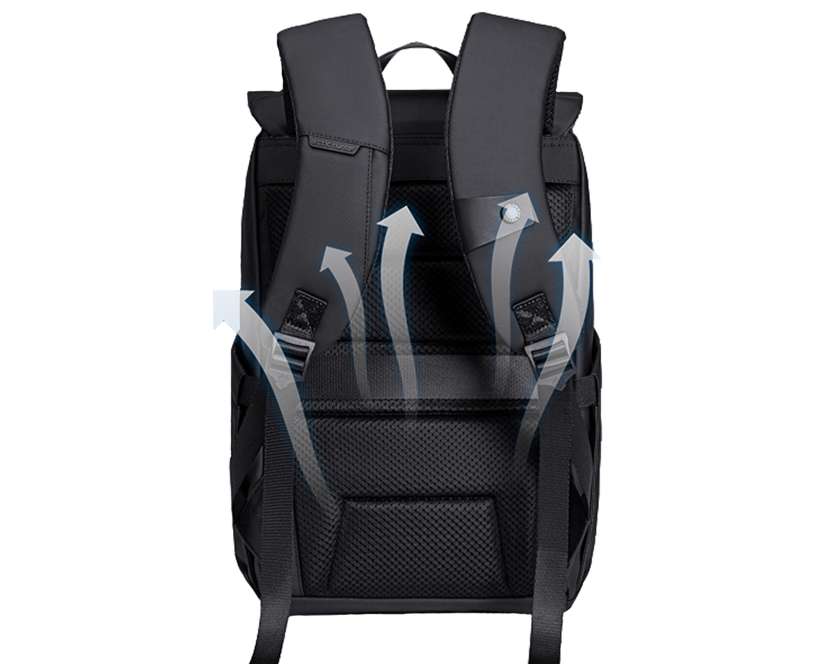 Flexipack Rucksack mit ergonomischen Schultergurten und atmungsaktivem Rückenteil für komfortables Tragen